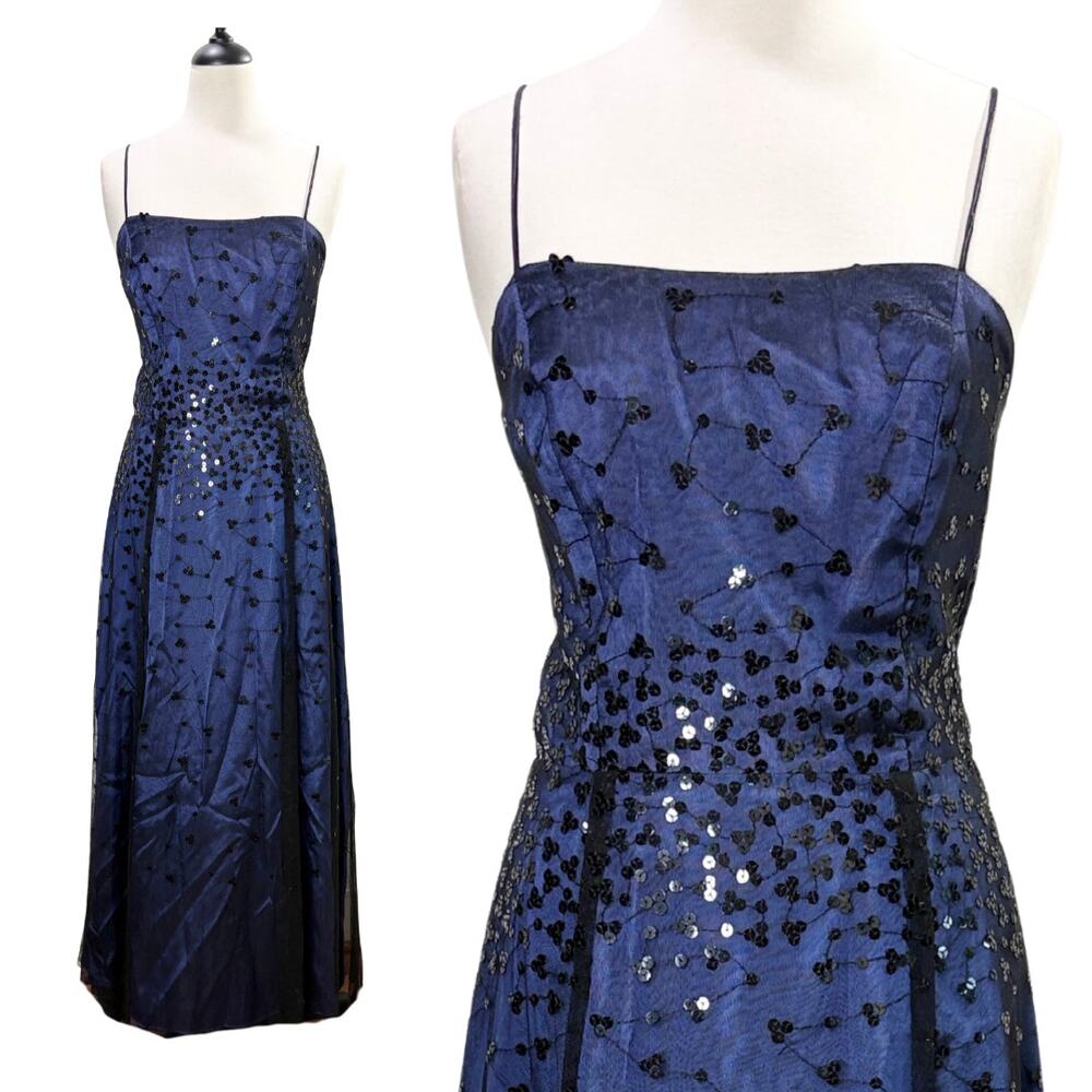 Dave & Johnny Y2K 90s Prom Dress Mesh Sequin Vampy Gothic Whimsigoth Emo Formal
